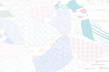 Soyut siyah konturlar, el vektör desen çizdi. Geometrik tarzı Retro soyut desen. Soyut çok renkli geometrik desen.