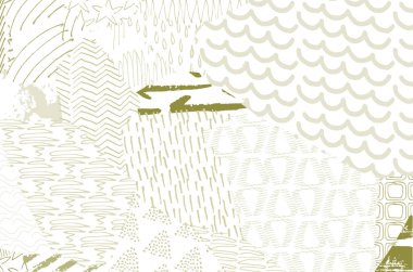 Soyut siyah konturlar, el vektör desen çizdi. Geometrik tarzı Retro soyut desen. Soyut çok renkli geometrik desen.