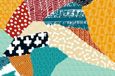 Soyut siyah konturlar, el vektör desen çizdi. Geometrik tarzı Retro soyut desen. Soyut çok renkli geometrik desen.