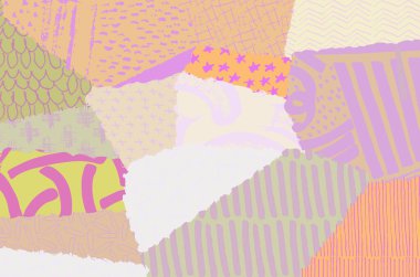 Soyut siyah konturlar, el vektör desen çizdi. Geometrik tarzı Retro soyut desen. Soyut çok renkli geometrik desen.