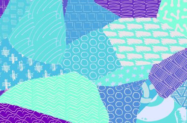 Soyut siyah konturlar, el vektör desen çizdi. Geometrik tarzı Retro soyut desen. Soyut çok renkli geometrik desen.