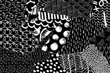 Soyut siyah konturlar, el vektör desen çizdi. Geometrik tarzı Retro soyut desen. Soyut çok renkli geometrik desen.