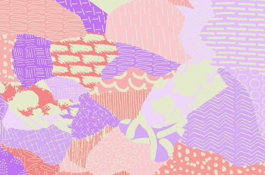 Soyut siyah konturlar, el vektör desen çizdi. Geometrik tarzı Retro soyut desen. Soyut çok renkli geometrik desen.