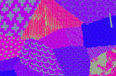 Soyut siyah konturlar, el vektör desen çizdi. Geometrik tarzı Retro soyut desen. Soyut çok renkli geometrik desen.