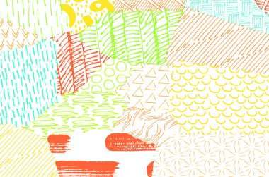 Soyut siyah konturlar, el vektör desen çizdi. Geometrik tarzı Retro soyut desen. Soyut çok renkli geometrik desen.