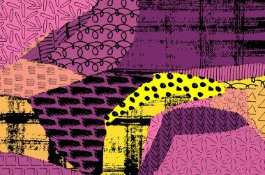 Soyut siyah konturlar, el vektör desen çizdi. Geometrik tarzı Retro soyut desen. Soyut çok renkli geometrik desen.