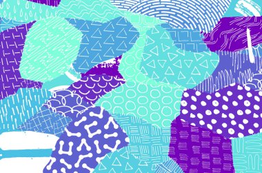 Soyut siyah konturlar, el vektör desen çizdi. Geometrik tarzı Retro soyut desen. Soyut çok renkli geometrik desen.