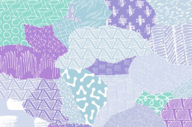 Soyut siyah konturlar, el vektör desen çizdi. Geometrik tarzı Retro soyut desen. Soyut çok renkli geometrik desen.