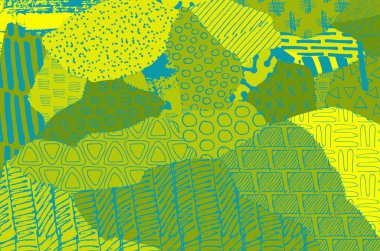 Soyut siyah konturlar, el vektör desen çizdi. Geometrik tarzı Retro soyut desen. Soyut çok renkli geometrik desen.