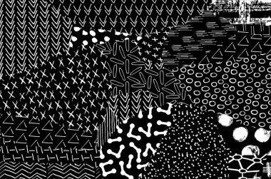 Soyut siyah konturlar, el vektör desen çizdi. Geometrik tarzı Retro soyut desen. Soyut çok renkli geometrik desen.