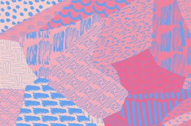 Soyut siyah konturlar, el vektör desen çizdi. Geometrik tarzı Retro soyut desen. Soyut çok renkli geometrik desen.