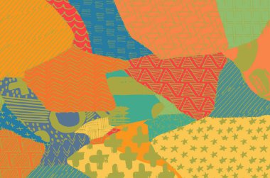 Soyut siyah konturlar, el vektör desen çizdi. Geometrik tarzı Retro soyut desen. Soyut çok renkli geometrik desen.