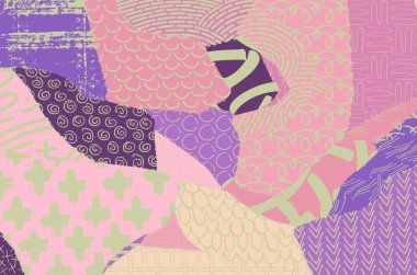 Soyut siyah konturlar, el vektör desen çizdi. Geometrik tarzı Retro soyut desen. Soyut çok renkli geometrik desen.