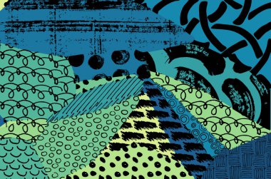 Soyut siyah konturlar, el vektör desen çizdi. Geometrik tarzı Retro soyut desen. Soyut çok renkli geometrik desen.