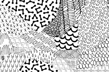 Soyut siyah konturlar, el vektör desen çizdi. Geometrik tarzı Retro soyut desen. Soyut çok renkli geometrik desen.