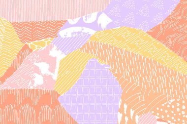 Soyut siyah konturlar, el vektör desen çizdi. Geometrik tarzı Retro soyut desen. Soyut çok renkli geometrik desen.