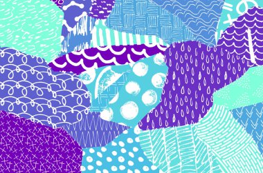 Soyut siyah konturlar, el vektör desen çizdi. Geometrik tarzı Retro soyut desen. Soyut çok renkli geometrik desen.