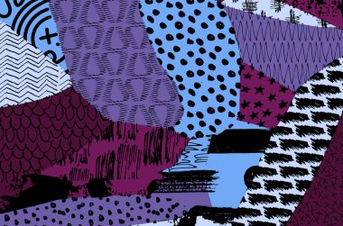 Soyut siyah konturlar, el vektör desen çizdi. Geometrik tarzı Retro soyut desen. Soyut çok renkli geometrik desen.