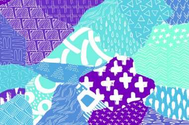 Soyut siyah konturlar, el vektör desen çizdi. Geometrik tarzı Retro soyut desen. Soyut çok renkli geometrik desen.