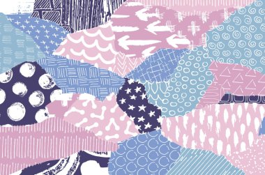 Soyut siyah konturlar, el vektör desen çizdi. Geometrik tarzı Retro soyut desen. Soyut çok renkli geometrik desen.