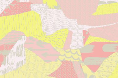 Soyut siyah konturlar, el vektör desen çizdi. Geometrik tarzı Retro soyut desen. Soyut çok renkli geometrik desen.