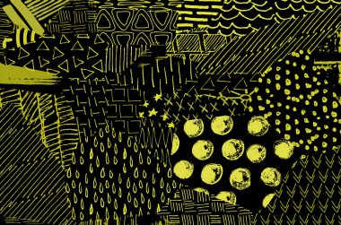 Soyut siyah konturlar, el vektör desen çizdi. Geometrik tarzı Retro soyut desen. Soyut çok renkli geometrik desen.