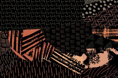 Soyut siyah konturlar, el vektör desen çizdi. Geometrik tarzı Retro soyut desen. Soyut çok renkli geometrik desen.