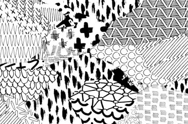 Soyut siyah konturlar, el vektör desen çizdi. Geometrik tarzı Retro soyut desen. Soyut çok renkli geometrik desen.