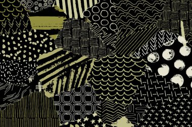 Soyut siyah konturlar, el vektör desen çizdi. Geometrik tarzı Retro soyut desen. Soyut çok renkli geometrik desen.