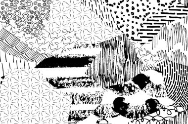 Soyut siyah konturlar, el vektör desen çizdi. Geometrik tarzı Retro soyut desen. Soyut çok renkli geometrik desen.