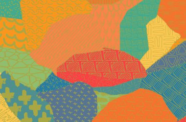 Soyut siyah konturlar, el vektör desen çizdi. Geometrik tarzı Retro soyut desen. Soyut çok renkli geometrik desen.