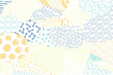 Soyut siyah konturlar, el vektör desen çizdi. Geometrik tarzı Retro soyut desen. Soyut çok renkli geometrik desen.