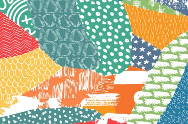 Soyut siyah konturlar, el vektör desen çizdi. Geometrik tarzı Retro soyut desen. Soyut çok renkli geometrik desen.