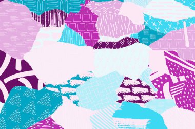 Soyut siyah konturlar, el vektör desen çizdi. Geometrik tarzı Retro soyut desen. Soyut çok renkli geometrik desen.