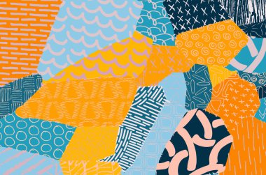 Soyut siyah konturlar, el vektör desen çizdi. Geometrik tarzı Retro soyut desen. Soyut çok renkli geometrik desen.