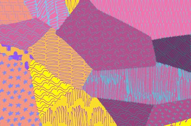 Soyut siyah konturlar, el vektör desen çizdi. Geometrik tarzı Retro soyut desen. Soyut çok renkli geometrik desen.