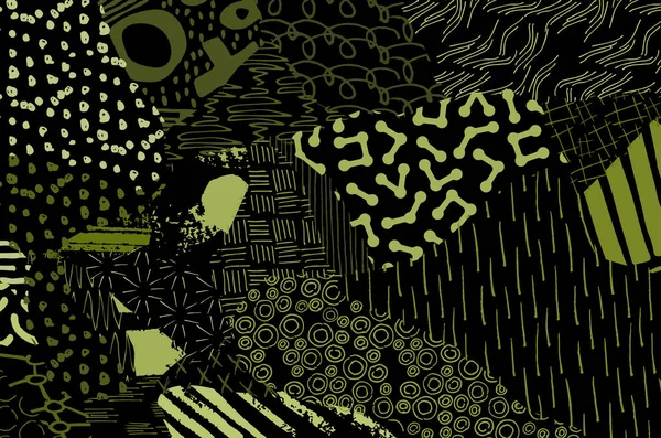 Абстрактні Чорні Штрихи Ручний Ескіз Векторний Візерунок Ретро Абстрактний Візерунок — стоковий вектор