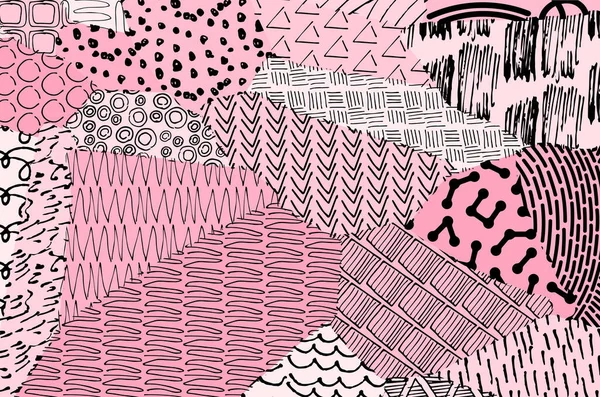 Soyut siyah konturlar, el vektör desen çizdi. Geometrik tarzı Retro soyut desen. Soyut çok renkli geometrik desen.