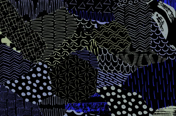 Abstrakte Schwarze Striche Handskizzierte Vektormuster Retro Abstraktes Muster Geometrischen Stil — Stockvektor