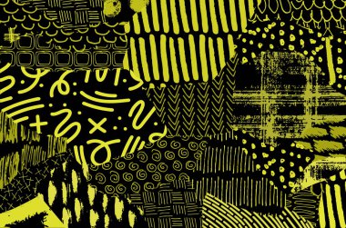 Soyut siyah konturlar, el vektör desen çizdi. Geometrik tarzı Retro soyut desen. Soyut çok renkli geometrik desen.