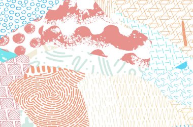 Soyut siyah konturlar, el vektör desen çizdi. Geometrik tarzı Retro soyut desen. Soyut çok renkli geometrik desen.