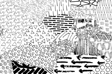 Soyut siyah konturlar, el vektör desen çizdi. Geometrik tarzı Retro soyut desen. Soyut çok renkli geometrik desen.