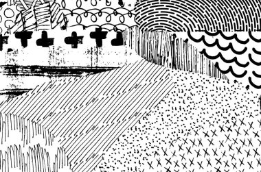 Soyut siyah konturlar, el vektör desen çizdi. Geometrik tarzı Retro soyut desen. Soyut çok renkli geometrik desen.