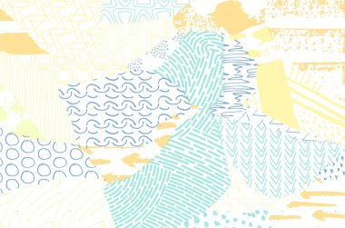 Soyut siyah konturlar, el vektör desen çizdi. Geometrik tarzı Retro soyut desen. Soyut çok renkli geometrik desen.