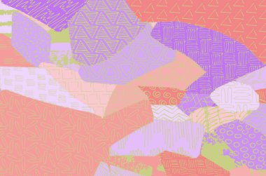 Soyut siyah konturlar, el vektör desen çizdi. Geometrik tarzı Retro soyut desen. Soyut çok renkli geometrik desen.