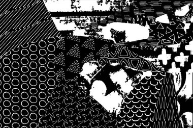 Soyut siyah konturlar, el vektör desen çizdi. Geometrik tarzı Retro soyut desen. Soyut çok renkli geometrik desen.