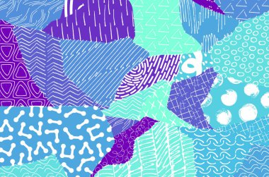 Soyut siyah konturlar, el vektör desen çizdi. Geometrik tarzı Retro soyut desen. Soyut çok renkli geometrik desen.