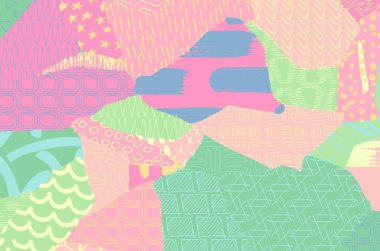 Soyut siyah konturlar, el vektör desen çizdi. Geometrik tarzı Retro soyut desen. Soyut çok renkli geometrik desen.