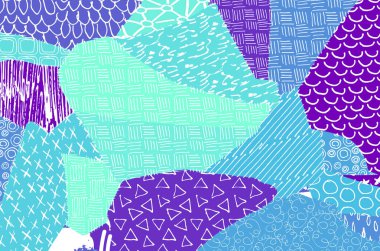 Soyut siyah konturlar, el vektör desen çizdi. Geometrik tarzı Retro soyut desen. Soyut çok renkli geometrik desen.