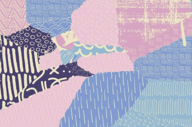 Soyut siyah konturlar, el vektör desen çizdi. Geometrik tarzı Retro soyut desen. Soyut çok renkli geometrik desen.